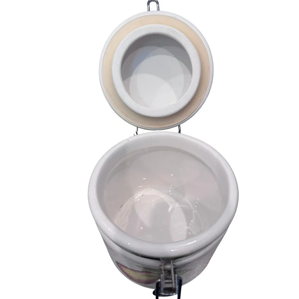 Studio Nova Canister Set White Orchard Delight Fruit Ceramic Laurie Gates 2pc